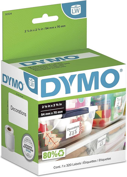 DYMO Authentic LW Large Multi - Purpose Labels, DYMO Labels for LabelWriter Label Printers, 2 - 1/8" x 2 - 3/4", 1 Roll of 320 | All - Purpose Labels - TrueDesk