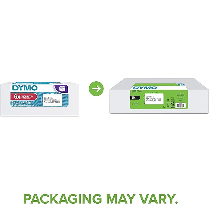 DYMO Authentic LW Large Shipping Labels DYMO Labels for LabelWriter Label Printers 2 - 5/16" x 4 Print Up to 6 - Line Addresses 6 rolls of 300 (1800 Total) | Laser Inkjet Printer Labels - TrueDesk