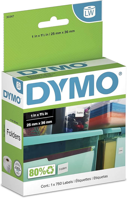 DYMO Authentic LW Library Book Spine Labels DYMO Labels for LabelWriter Printers White 1" x 1 - 1/2" 1 Roll of 750 | Laser Inkjet Printer Labels - TrueDesk