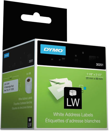 DYMO Authentic LW Mailing Address Labels | DYMO Labels for LabelWriter Label Printers (1 - 1/8" x 3 - 1/2"), 2 Rolls of 130 (260 Total) | Address Labels - TrueDesk