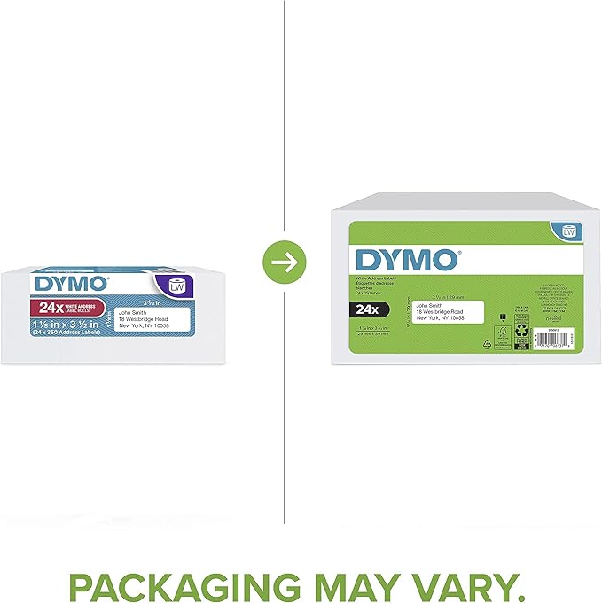 DYMO Authentic LW Mailing Address Labels DYMO Labels for LabelWriter Label Printers White 1 - 1/8" x 3 - 1/2" 48 Rolls of 350 (16800 Total), Pack of 2 | Address Labels - TrueDesk
