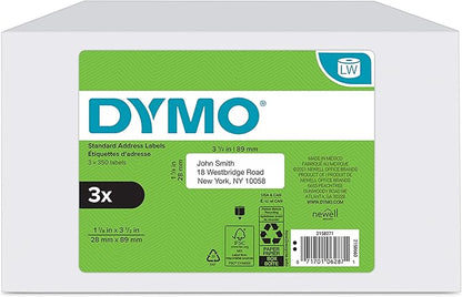 DYMO Authentic LW Mailing Address Labels for LabelWriter Label Printers, (1 - 1/8" x 3 - 1/2"), 3 Rolls of 350 (1050 Total) | Address Labels - TrueDesk