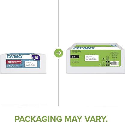 DYMO Authentic LW Multi - Purpose Labels for LabelWriter Label Printers, White, 1" x 2 - 1/8", 6 rolls of 500 (3000 Total) | All - Purpose Labels - TrueDesk