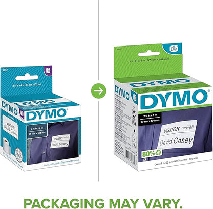 DYMO Authentic LW Name Badge Labels DYMO Labels for LabelWriter Printers White 2 - 1/4" x 4" 1 Roll of 250 | Laser Inkjet Printer Labels - TrueDesk