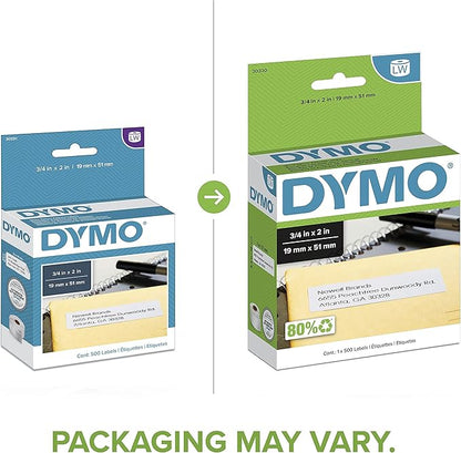 DYMO Authentic LW Return Address Labels DYMO Labels for LabelWriter Label Printers White 3/4" x 2" 1 Roll of 500 | Address Labels - TrueDesk