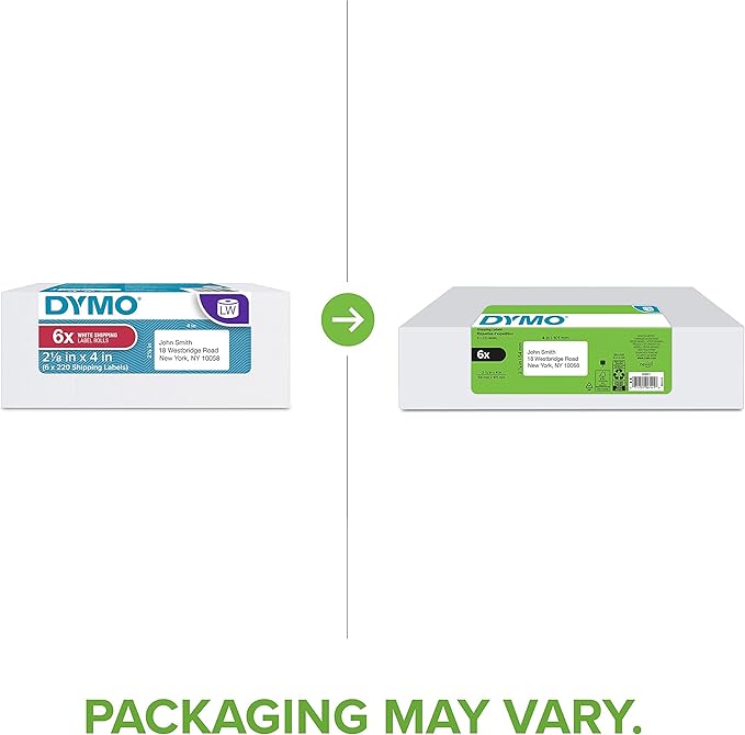DYMO Authentic LW Standard Shipping Labels for LabelWriter Label Printers, White, 2 - 1/8" x 4", 6 rolls of 220 (1320 Total) | Address Labels - TrueDesk