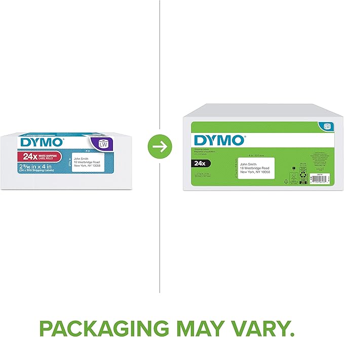 DYMO Authentic LW Standard Shipping Labels for LabelWriter Label Printers, White, 2 - 5/16" x 4", 24 Rolls of 300 (7,200 Total) | Laser Inkjet Printer Labels - TrueDesk