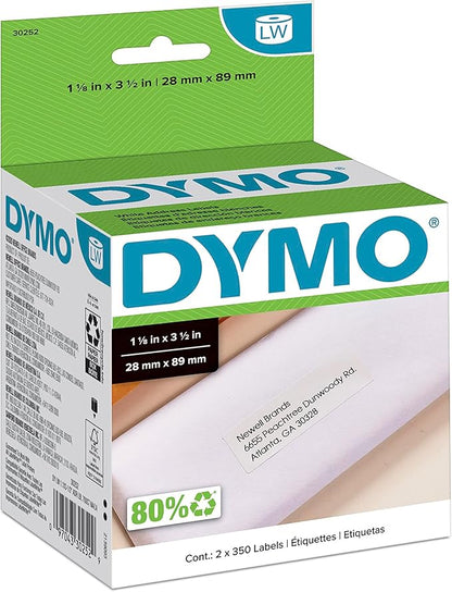 DYMO Authentic LW White Mailing Address Labels DYMO Labels for LabelWriter Label Printers 1 - 1/8" x 3 - 1/2" 2 Rolls of 350 (700 Total) | Address Labels - TrueDesk