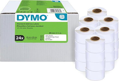DYMO LW Address Labels, 28mm x 89mm, 24 Rolls of 130 Easy - Peel Labels (3120 Labels), Self - Adhesive, for LabelWriter Label Makers, Authentic | Address Labels - TrueDesk