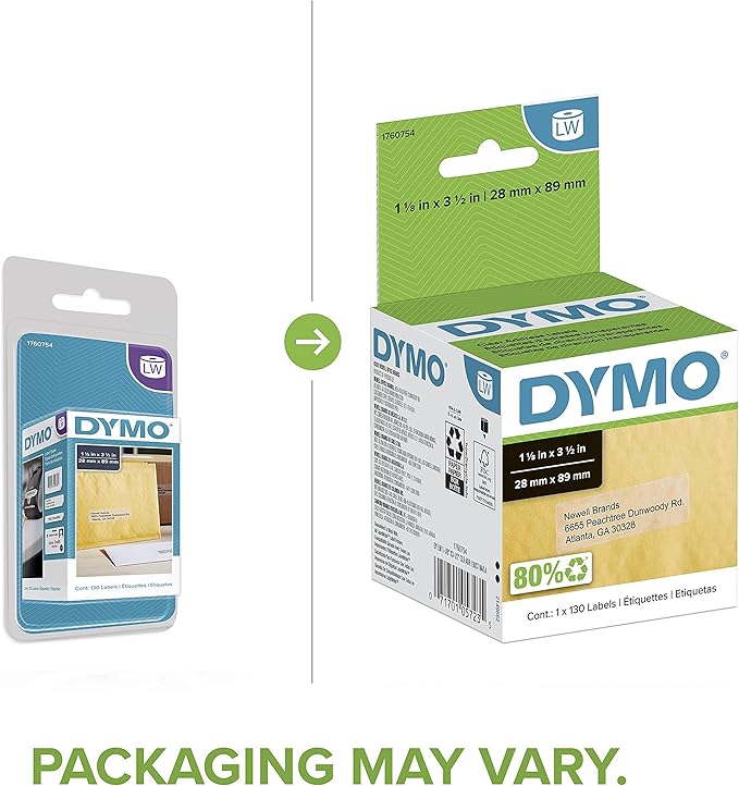 DYMO LW Mailing Address Labels for LabelWriter Label Printers, Clear, 1 - 1/8 - Inch x 3 - 1/2 - Inch, Self - Adhesive, 1 Roll of 130 | Address Labels - TrueDesk