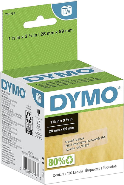 DYMO LW Mailing Address Labels for LabelWriter Label Printers, Clear, 1 - 1/8 - Inch x 3 - 1/2 - Inch, Self - Adhesive, 1 Roll of 130 | Address Labels - TrueDesk