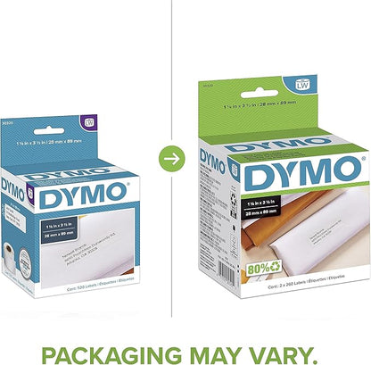DYMO LW Mailing Address Labels for LabelWriter Label Printers, White, 1 - 1/8'' x 3 - 1/2'', 2 Rolls of 260 | Address Labels - TrueDesk