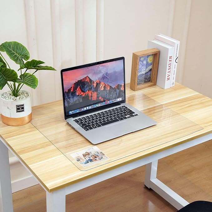 Easy Easy Life Clear Desk Mat Pad 14’’x24’’ Transparent PVC Desk Blotter Plastic Vinyl Desk Pad on Top of Desks Waterproof Writing Desk Pad Table Cover Protector Mat with Mouse Pad for Office Desktop | Desk Pads Blotters - TrueDesk