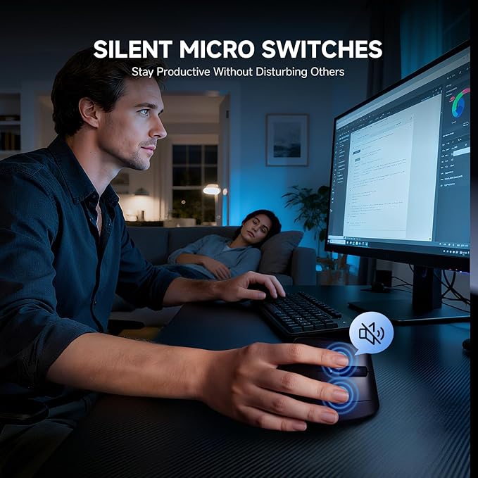 ECHTPower Ergonomic Vertical Mouse, Wireless Rechargeable Mouse with LED Display, 7 - Level Adjustable DPI up to 8000, Silent & Programmable Buttons, Multi - Device Connection for PC/Mac/Laptop | Mice - TrueDesk