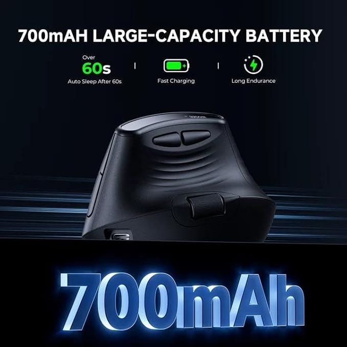 ECHTPower Ergonomic Vertical Mouse, Wireless Rechargeable Mouse with LED Display, 7 - Level Adjustable DPI up to 8000, Silent & Programmable Buttons, Multi - Device Connection for PC/Mac/Laptop | Mice - TrueDesk