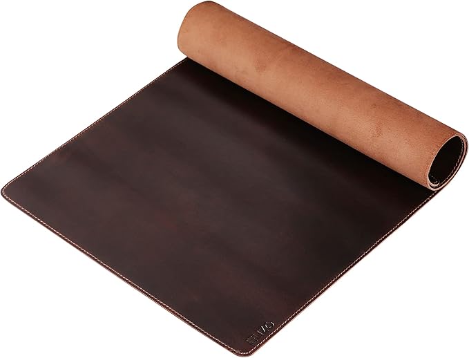 ELIZO Genuine Leather Desk Pad Leather Desk Mat (Bourbon2, 31x15.6 Single Layer2) | Desk Pads Blotters - TrueDesk