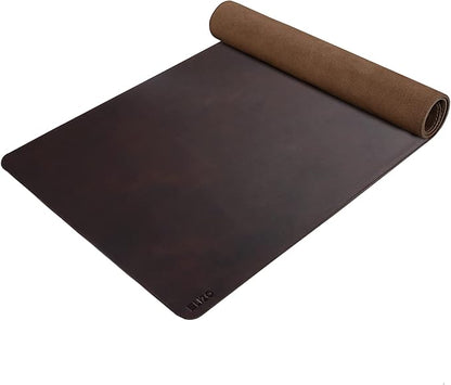 ELIZO Genuine Leather Desk Pad Leather Desk Mat (Bourbon2, 31x15.6 Single Layer2) | Desk Pads Blotters - TrueDesk