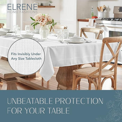 Elrene Home Fashions Deluxe Heavy Duty Table Pad Protector Cushioned Flannel Backing, 52" x 108", White | Table Pads - TrueDesk