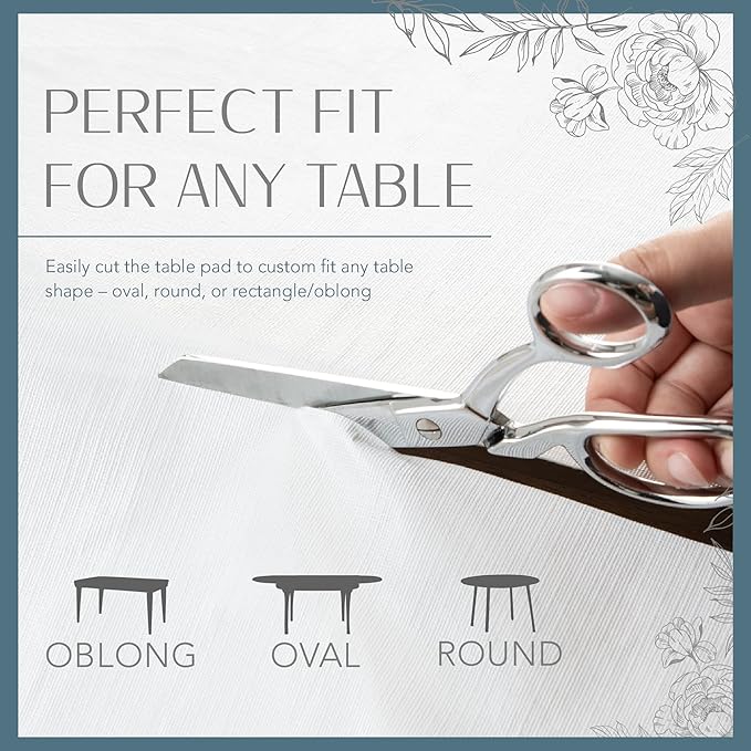 Elrene Home Fashions Deluxe Heavy Duty Table Pad Protector Cushioned Flannel Backing, 52" x 120", White | Table Pads - TrueDesk