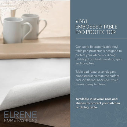 Elrene Home Fashions Deluxe Heavy Duty Table Pad Protector Cushioned Flannel Backing, 52" x 90", White | Table Pads - TrueDesk