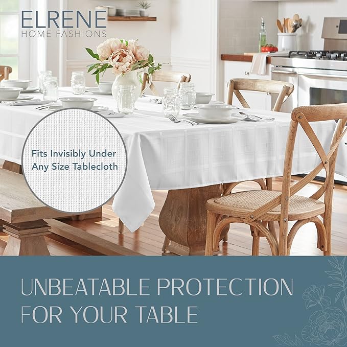 Elrene Home Fashions Deluxe Heavy Duty Table Pad Protector Cushioned Flannel Backing, 70" Round, White | Tablecloths - TrueDesk
