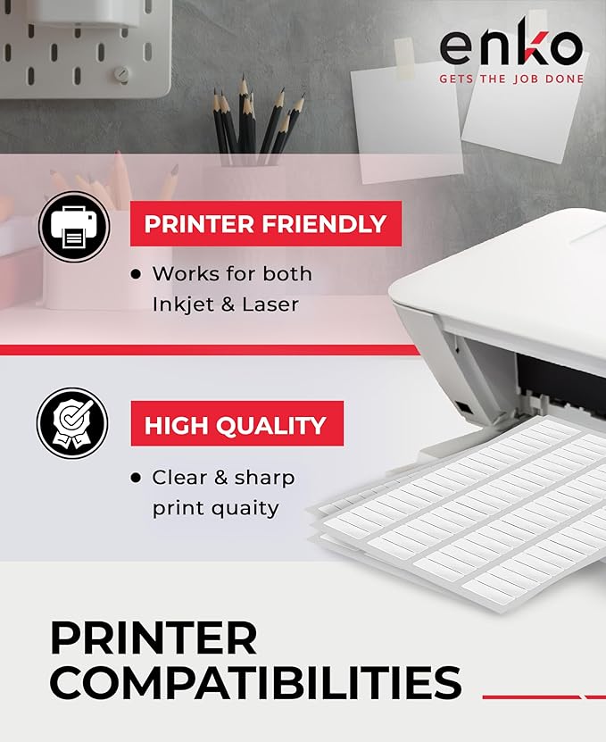 enKo 24000 Labels, 1/2 x 1 - 3/4 inches - White - Address, Mailing, Shipping and Barcode Blank Labels for Laser and Inkjet Printers | Laser Inkjet Printer Labels - TrueDesk
