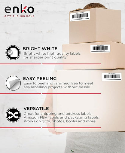 enKo - 3 - 1/2 x 5 Inch Label - White Blank - 4 Up Per Sheet Shipping Address Mailing Labels for Laser Inkjet Printer (900 Sheets, 3600 Labels) | Laser Inkjet Printer Labels - TrueDesk