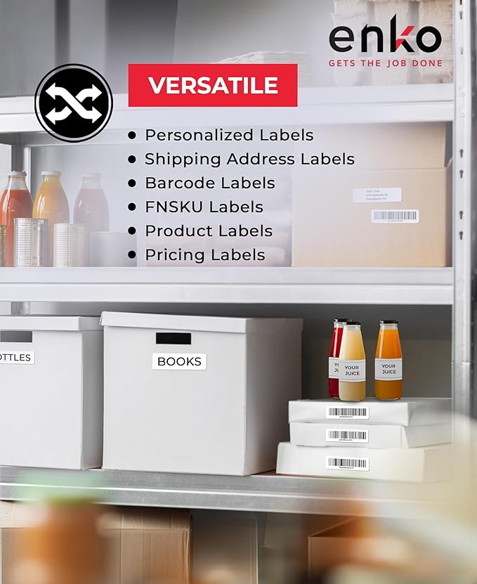enKo 8000 Labels, 1/2" x 1 - 3/4" - White - Address, Mailing, Shipping & Barcode Blank Labels for Laser and Inkjet Printers | Laser Inkjet Printer Labels - TrueDesk