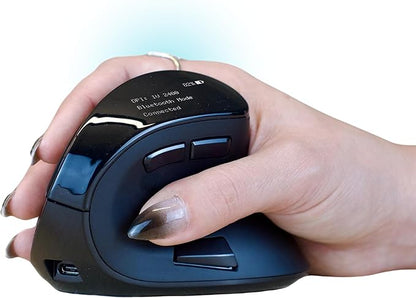 Ergodriven Om Vertical Ergonomic Mouse | Wireless: Bluetooth & 2.4G | Rechargeable, Optical, 4 DPI Levels, 5 Custom Buttons | for PC, Mac, Laptop, Computer | Silent Click | Copy/Paste Function | Mice - TrueDesk