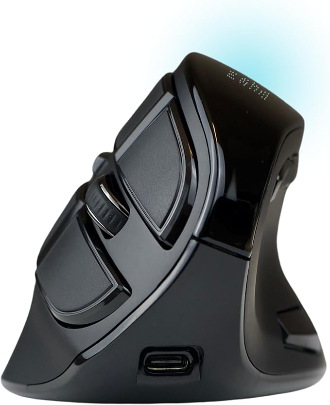 Ergodriven Om Vertical Ergonomic Mouse | Wireless: Bluetooth & 2.4G | Rechargeable, Optical, 4 DPI Levels, 5 Custom Buttons | for PC, Mac, Laptop, Computer | Silent Click | Copy/Paste Function | Mice - TrueDesk