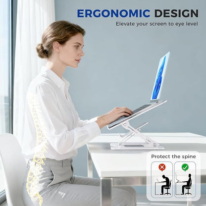 Ergonomic 2 - in - 1 Laptop Phone Stand for Desk, Adjustable Riser, Sturdy and Portable, Fits All Laptops and Phone (White) | Stands - TrueDesk