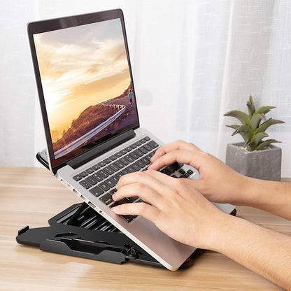 Ergonomic Adjustable Laptop Stand for Desk with Phone Holder & 360° Rotation - Foldable Portable Stand for 10 - 17" Laptops, MacBook Pro 16", Gaming Laptops, Tablets | Heavy - Duty & Ventilated Design | Stands - TrueDesk