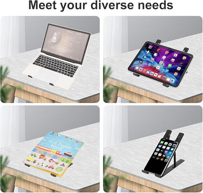 Ergonomic and Foldable Laptop Stand for Desk, Adjustable Riser, Fits All Laptops and Notebooks up to 17,Ultra - Thin,Ventilated Cooling,ABS+Silicone,Black. | Stands - TrueDesk