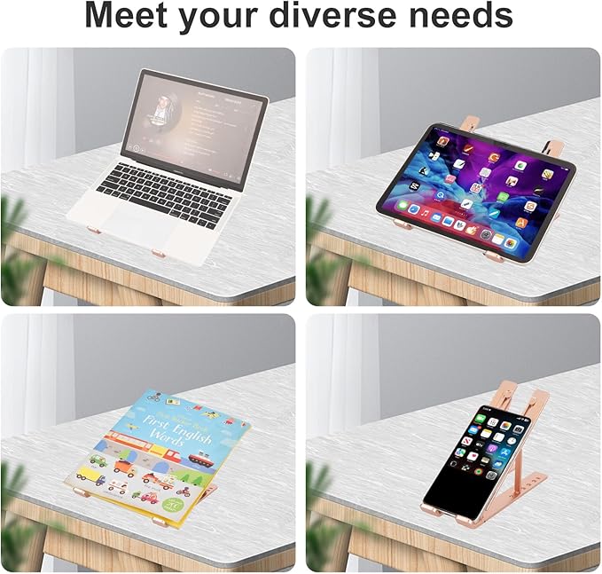Ergonomic and Foldable Laptop Stand for Desk, Adjustable Riser, Fits All Laptops and Notebooks up to 17,Ultra - Thin,Ventilated Cooling,ABS+Silicone,Gold. | Stands - TrueDesk