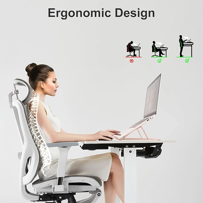 Ergonomic and Foldable Laptop Stand for Desk, Adjustable Riser, Fits All Laptops and Notebooks up to 17,Ultra - Thin,Ventilated Cooling,ABS+Silicone,Gold. | Stands - TrueDesk
