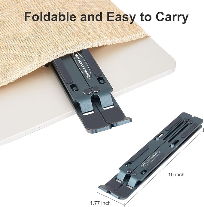 Ergonomic and Foldable Laptop Stand for Desk, Adjustable Riser, Fits All Laptops and Notebooks up to 17,Ultra - Thin,Ventilated Cooling,ABS+Silicone,Grey. | Stands - TrueDesk