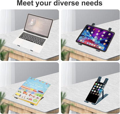 Ergonomic and Foldable Laptop Stand for Desk, Adjustable Riser, Fits All Laptops and Notebooks up to 17,Ultra - Thin,Ventilated Cooling,ABS+Silicone,Grey. | Stands - TrueDesk