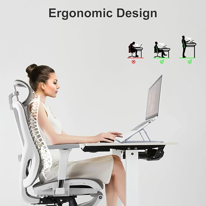 Ergonomic and Foldable Laptop Stand for Desk, Adjustable Riser, Fits All Laptops and Notebooks up to 17,Ultra - Thin,Ventilated Cooling,ABS+Silicone,Midnight. | Stands - TrueDesk