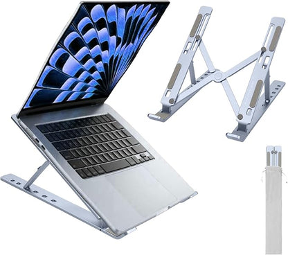 Ergonomic and Foldable Laptop Stand for Desk, Adjustable Riser, Fits All Laptops and Notebooks up to 17,Ultra - Thin,Ventilated Cooling,ABS+Silicone,Midnight. | Stands - TrueDesk