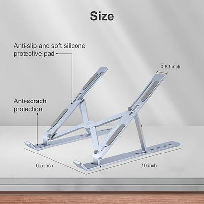 Ergonomic and Foldable Laptop Stand for Desk, Adjustable Riser, Fits All Laptops and Notebooks up to 17,Ultra - Thin,Ventilated Cooling,ABS+Silicone,Midnight. | Stands - TrueDesk