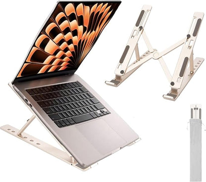 Ergonomic and Foldable Laptop Stand for Desk, Adjustable Riser, Fits All Laptops and Notebooks up to 17,Ultra - Thin,Ventilated Cooling,ABS+Silicone,Starlight. | Stands - TrueDesk