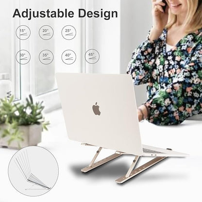 Ergonomic and Foldable Laptop Stand for Desk, Adjustable Riser, Fits All Laptops and Notebooks up to 17,Ultra - Thin,Ventilated Cooling,ABS+Silicone,Starlight. | Stands - TrueDesk