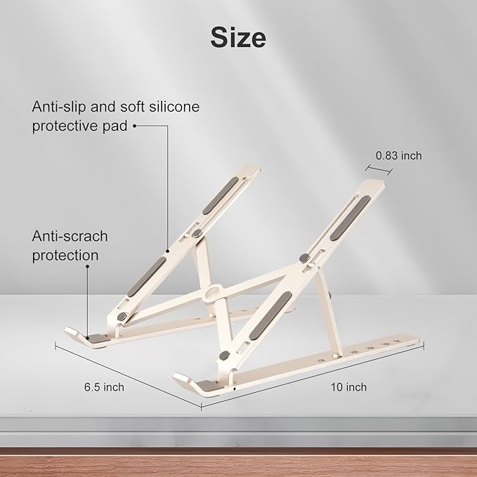 Ergonomic and Foldable Laptop Stand for Desk, Adjustable Riser, Fits All Laptops and Notebooks up to 17,Ultra - Thin,Ventilated Cooling,ABS+Silicone,Starlight. | Stands - TrueDesk