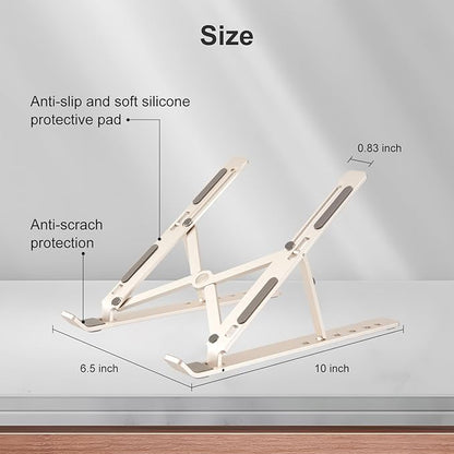 Ergonomic and Foldable Laptop Stand for Desk, Adjustable Riser, Fits All Laptops and Notebooks up to 17,Ultra - Thin,Ventilated Cooling,ABS+Silicone,Starlight. | Stands - TrueDesk