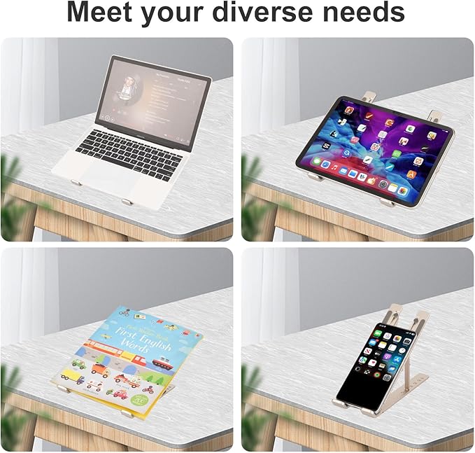 Ergonomic and Foldable Laptop Stand for Desk, Adjustable Riser, Fits All Laptops and Notebooks up to 17,Ultra - Thin,Ventilated Cooling,ABS+Silicone,Starlight. | Stands - TrueDesk