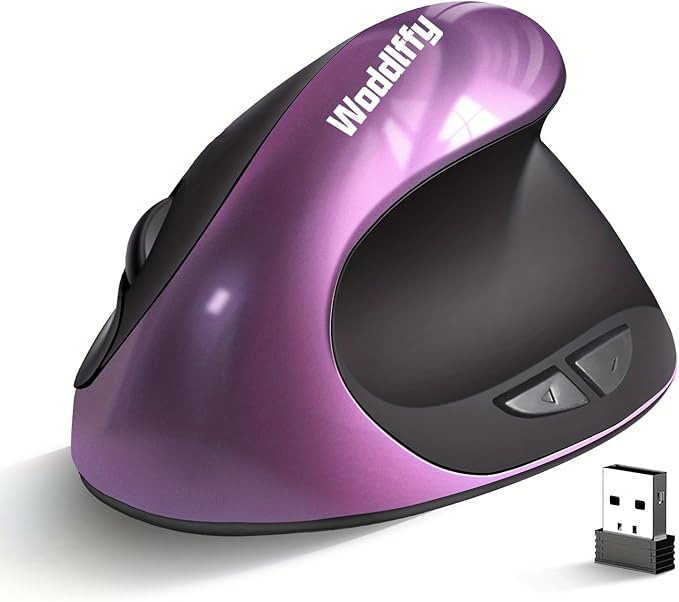 Ergonomic Mouse Wireless,Vertical Mouse with Silent Click Right Handed Small Mouses with 6 Buttons 1000/1200/1600 for Laptop,Desktop,PC, MacBook（Purple AA） | Mice - TrueDesk