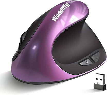 Ergonomic Mouse Wireless,Vertical Mouse with Silent Click Right Handed Small Mouses with 6 Buttons 1000/1200/1600 for Laptop,Desktop,PC, MacBook（Purple AA） | Mice - TrueDesk