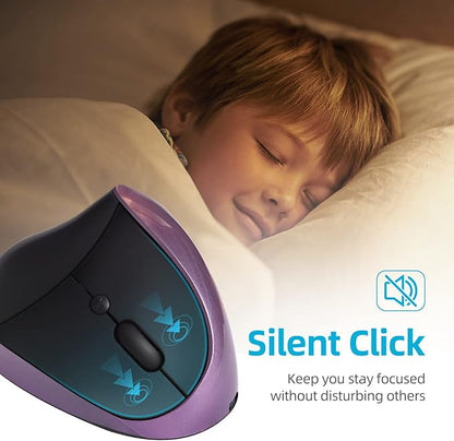Ergonomic Mouse Wireless,Vertical Mouse with Silent Click Right Handed Small Mouses with 6 Buttons 1000/1200/1600 for Laptop,Desktop,PC, MacBook（Purple AA） | Mice - TrueDesk