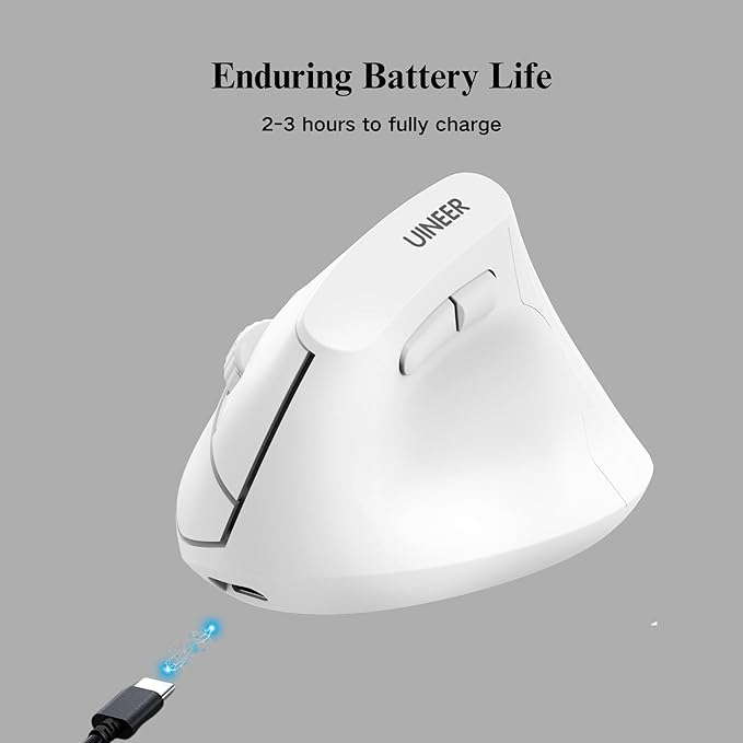 Ergonomic Mouse,Wireless Mouse,Bluetooth Vertical Mouse with BT5.0/4.0/2.4G, Rechargeable with Battery Indicator,Ergonomic Design for Comfort and Reduced Wrist Strain for Home,Office Use(White) | Mice - TrueDesk