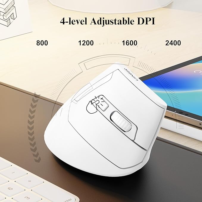 Ergonomic Mouse,Wireless Mouse,Bluetooth Vertical Mouse with BT5.0/4.0/2.4G, Rechargeable with Battery Indicator,Ergonomic Design for Comfort and Reduced Wrist Strain for Home,Office Use(White) | Mice - TrueDesk